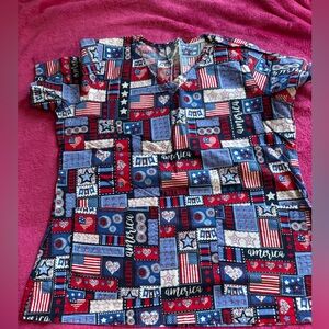 Patriotic Patchwork Scrub Top